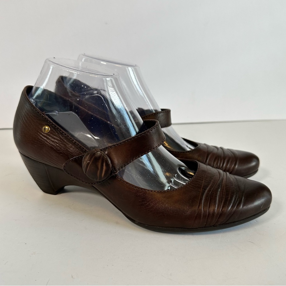 Pikolinos Brown Leather Mary Jane Heels Size‎ 40 (US 9.5-10) Retro Classic